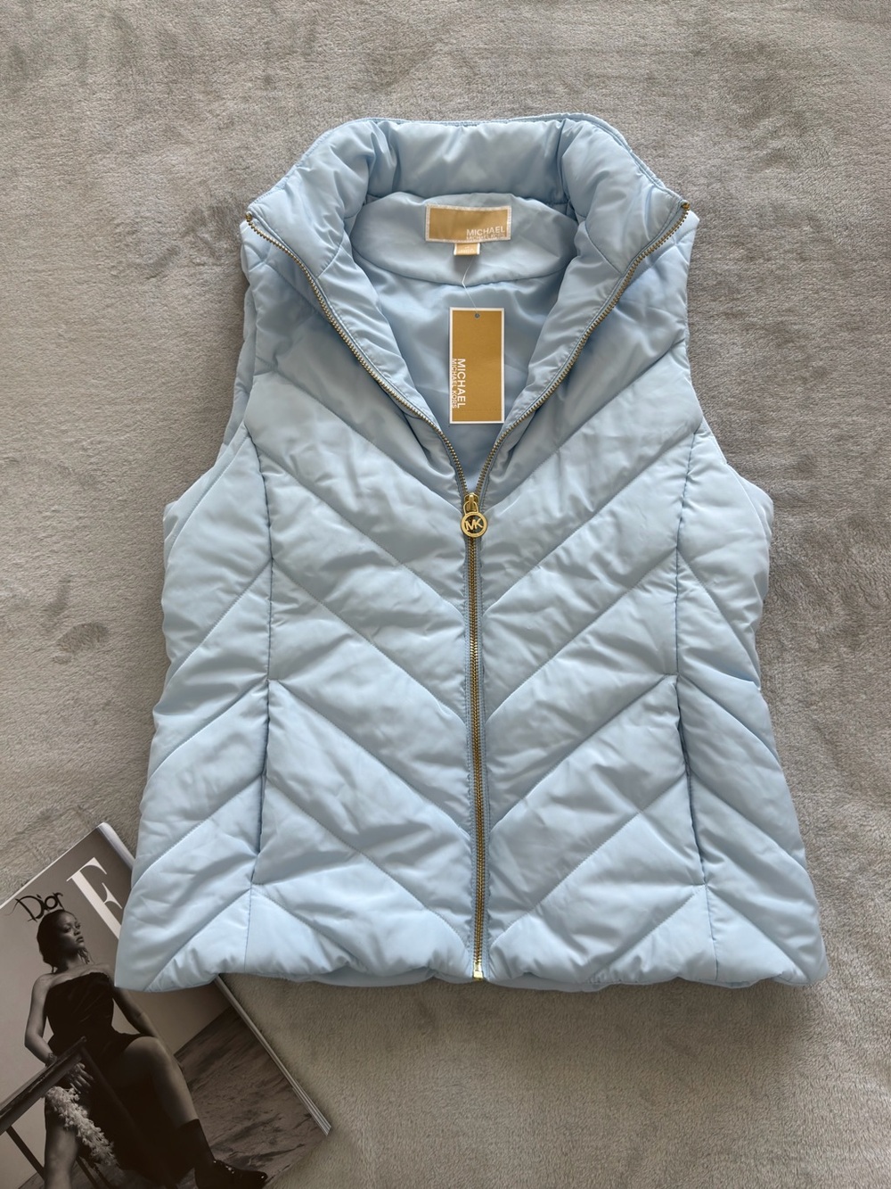 Michael Kors Pale Blue Quilted Puffer Vest